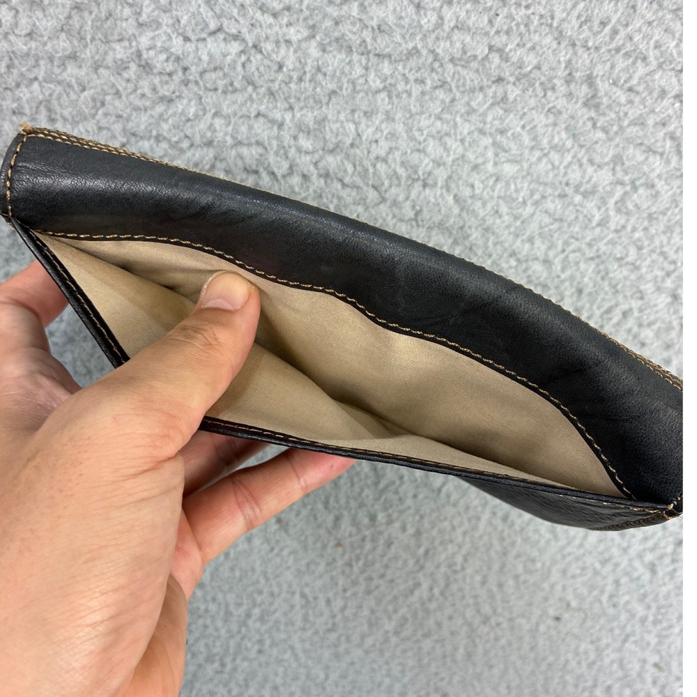 Frye Western Stitch Flap Continental Wallet Womens OS Black Leather Clutch Boho - Picture 8 of 14